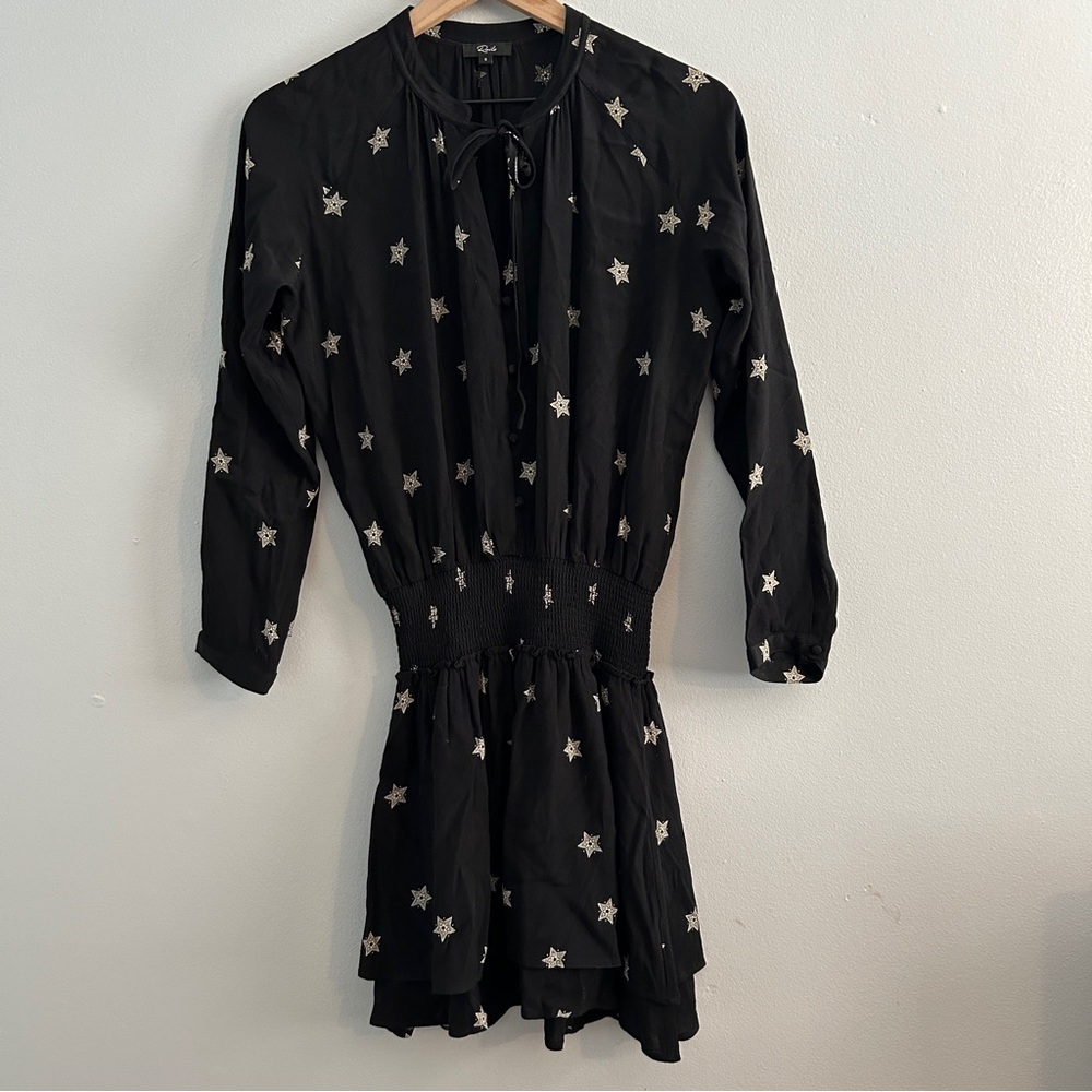 RAILS Jasmine Black Rivet Star Dress Blouson Peasant Small Whimsigoth Witchy